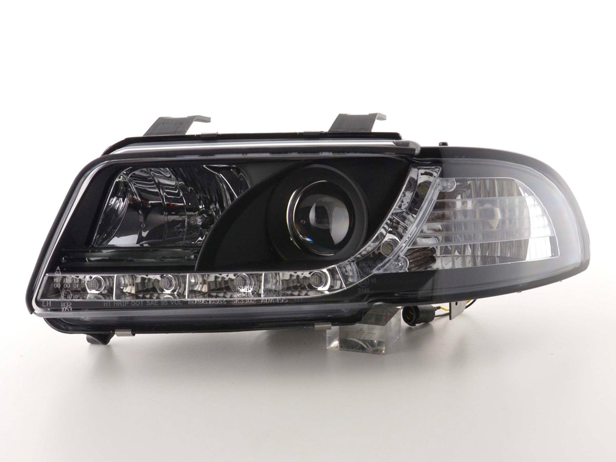 Scheinwerfer Set Daylight LED Tagfahrlicht Audi A4 B5 8D 94-99 schwarz Scheinwerfer Set Daylight LED Tagfahrlicht Audi A4 B5 8D 94-99 schwarz